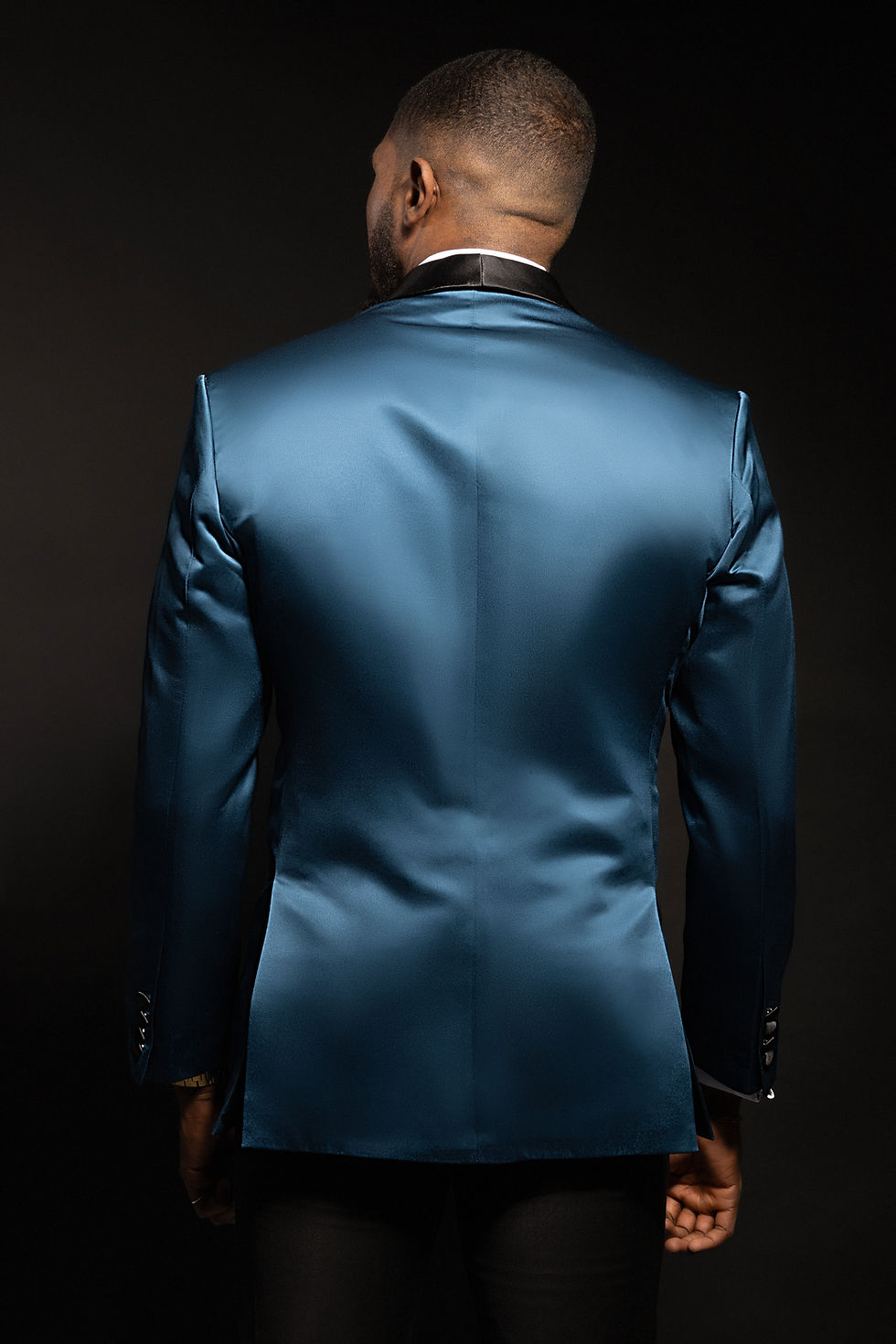 Thumbnail: Dark Teal Satin Tuxedo Jacket (Only)
