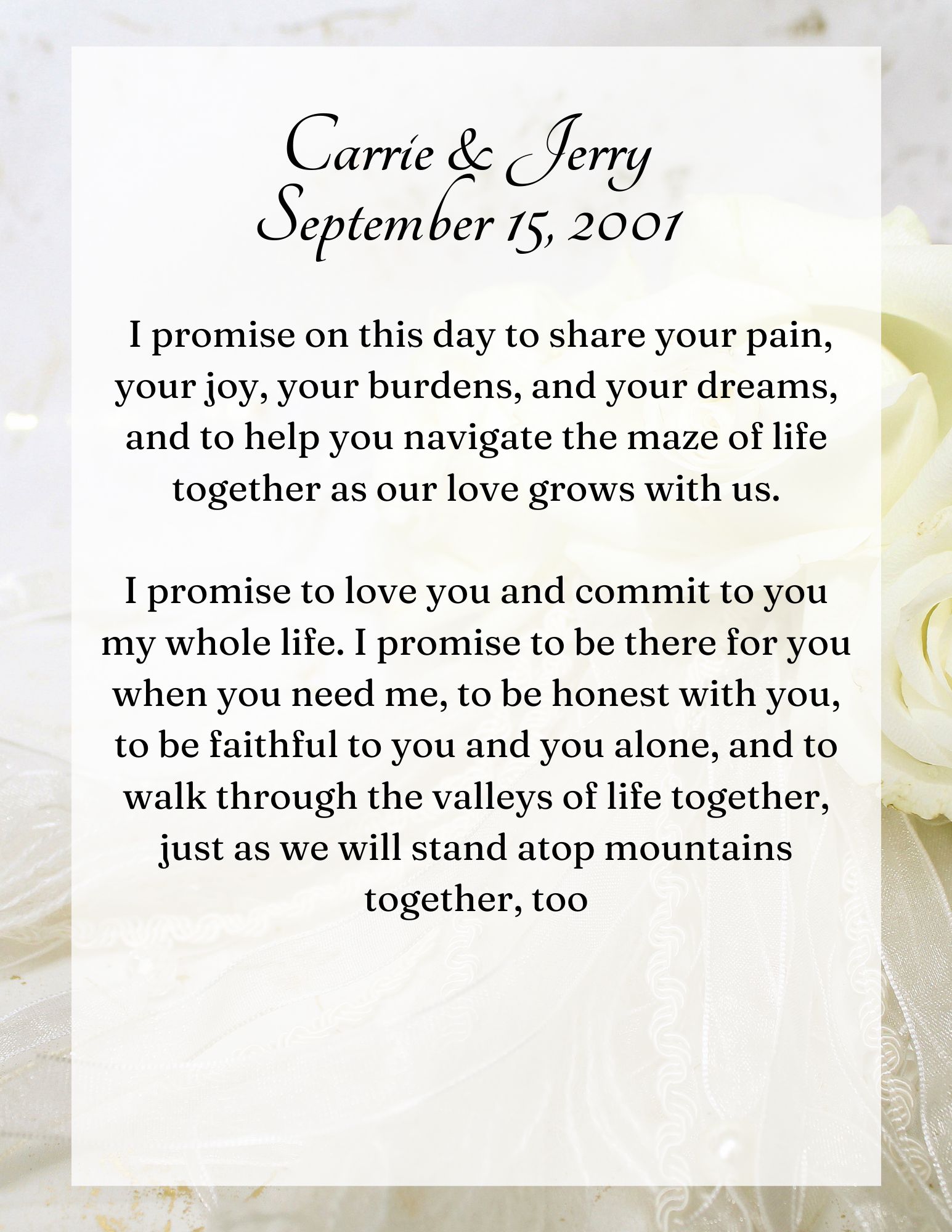 Marriage Vow Keepsake #6