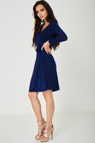 lace back bodycon dress in sparkling blue sapphire