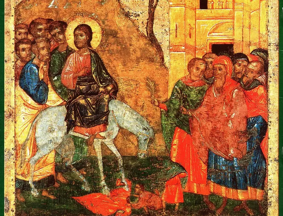 Вход Господень в Иерусалим. Русская икона XIV века