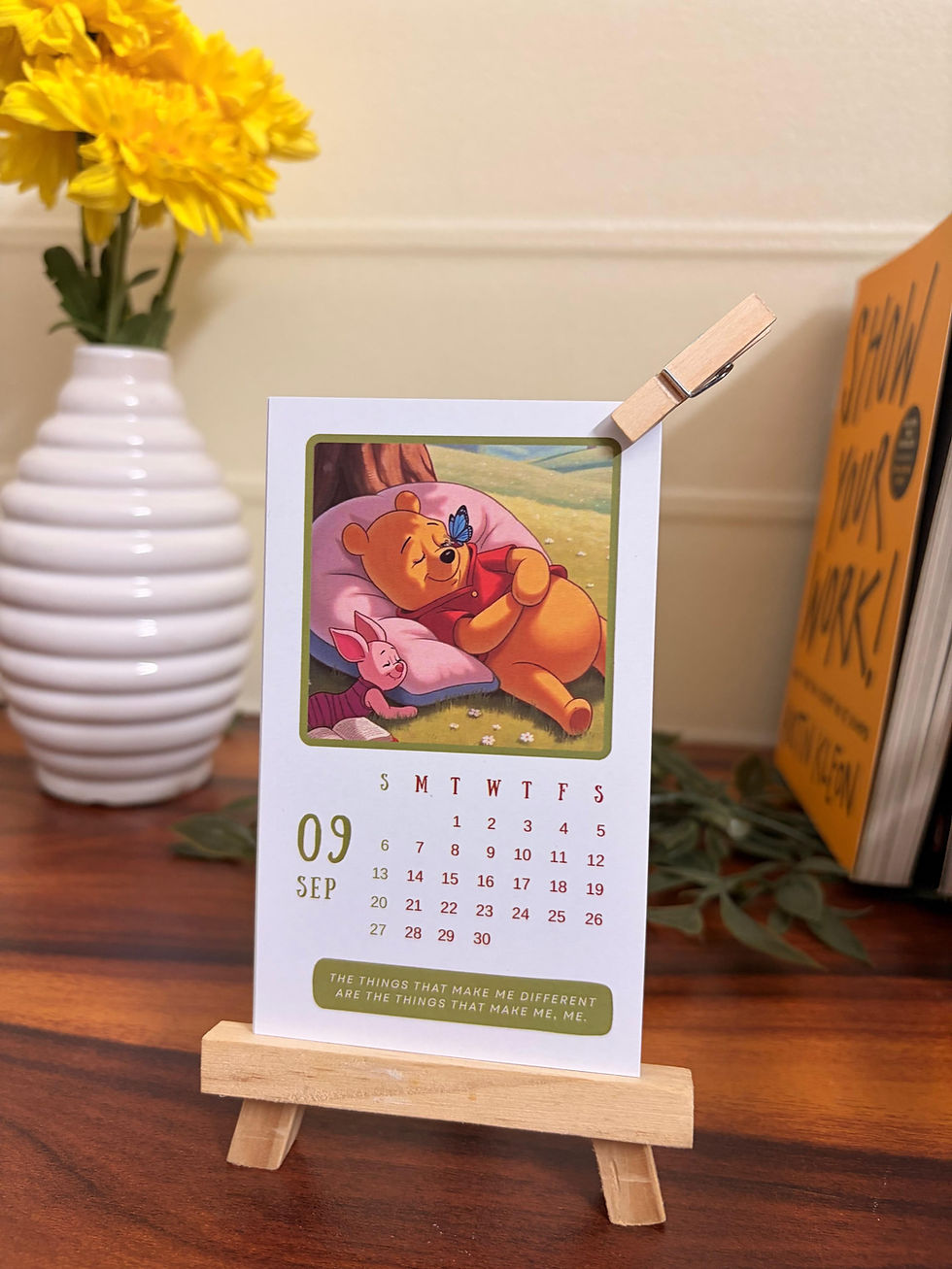 Thumbnail: Winnie the Pooh Aesthetic Desk Calendar 2026 with Wooden Stand and Notes