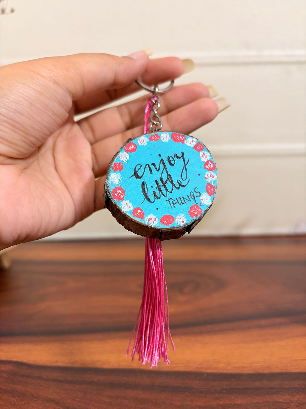 Thumbnail: Enjoy the Little Things Wooden Keyring – Hand-Painted Handmade Aesthetic Keychai