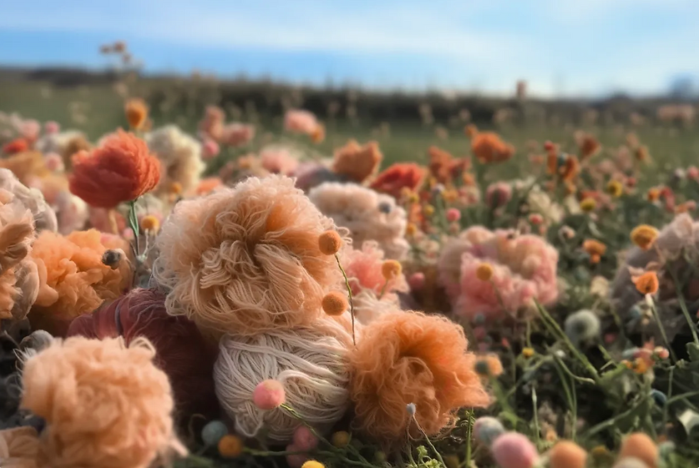 Flowers of peach and tandem colors laying on the ground in a valley