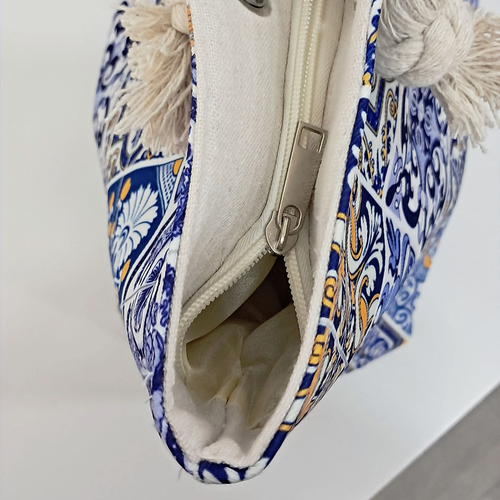 Thumbnail: Blue and yellow Portuguese tiles beach bag