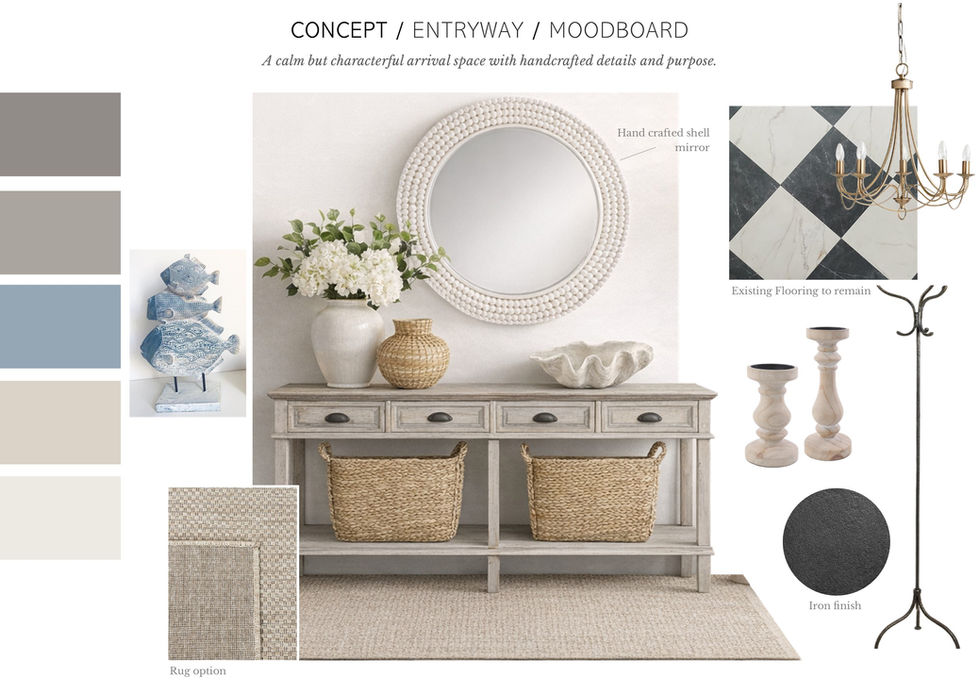 entry way interior design moodboard