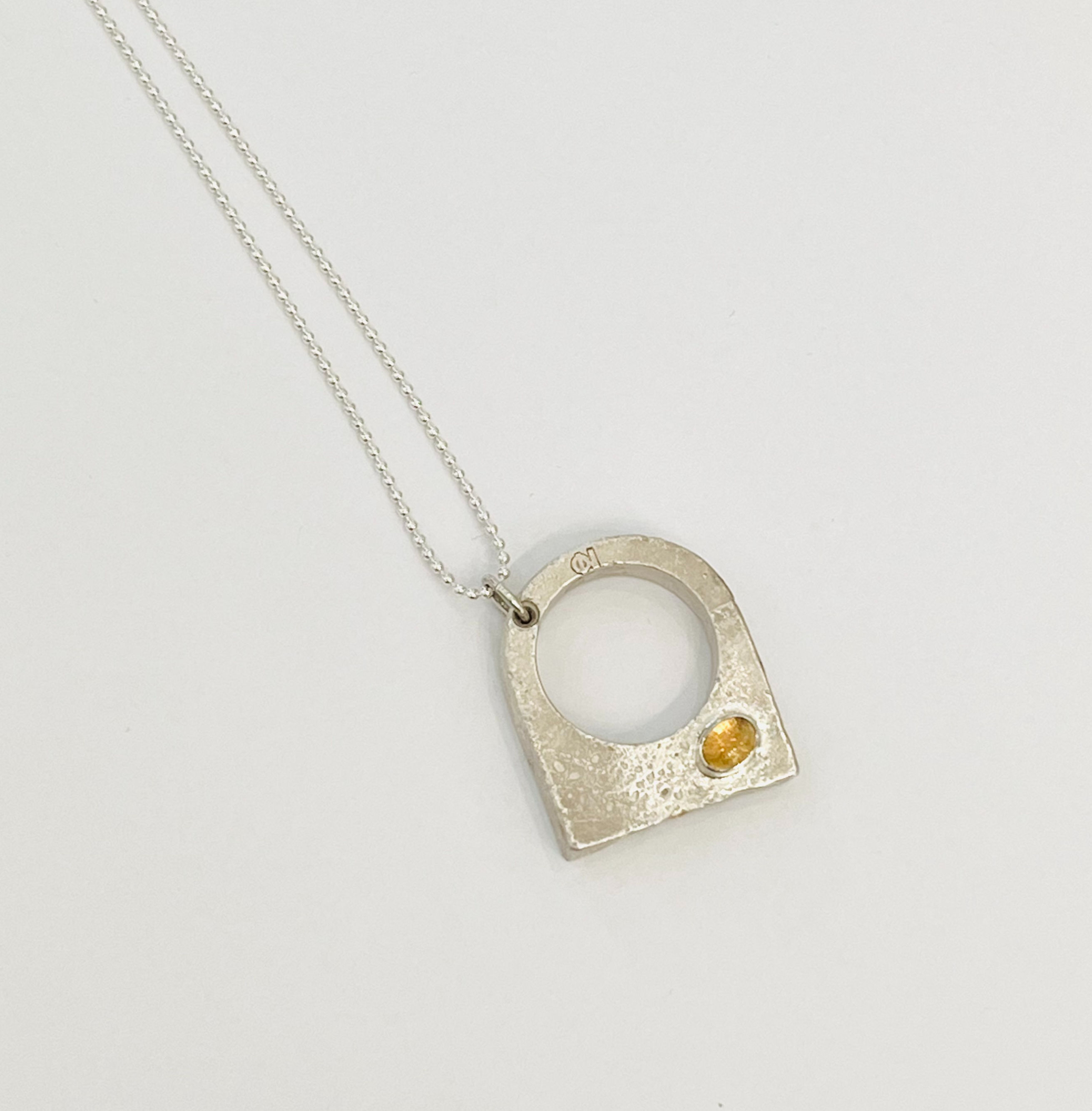 Bague et/ou Pendentif "plate" en Argent, Citrine, Opale de feu