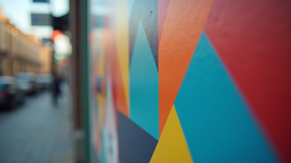 Close-up view of a colorful marketing campaign poster