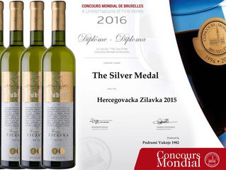 Concours Mondial de Bruxelles 2016: Wine from the Republic of Srpska won silver medal.