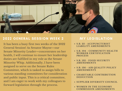 Senator Escamilla's 2022 General Session Weekly Recap