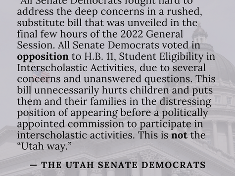 Senate Democrats Vote in Opposition to HB 11, Student Eligibility in Interscholastic Activities