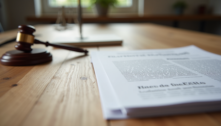 Close-up view of Spanish legal brochures about personal injury law on a wooden table
