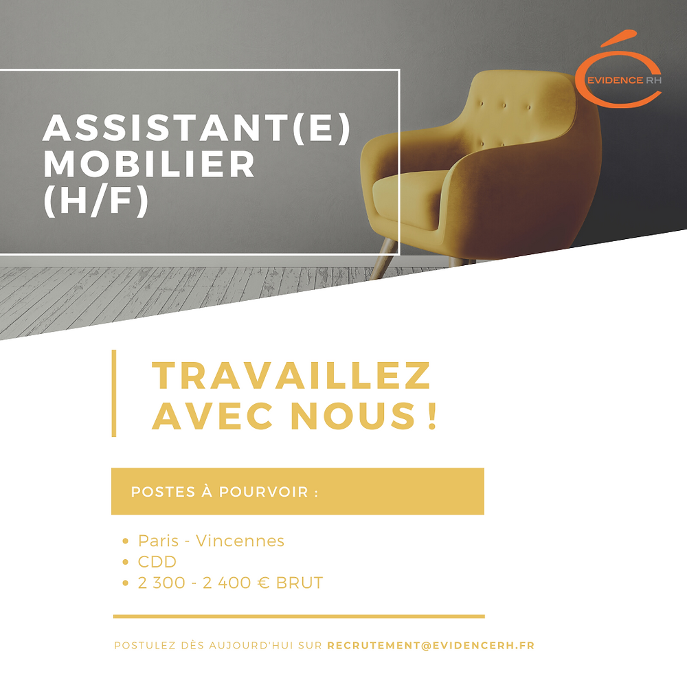 Vous recherchez un pote d'Assistant mobilier sur des projets d'aménagements au sein d'un groupe bancaire ? Alors envoyez-nous votre CV