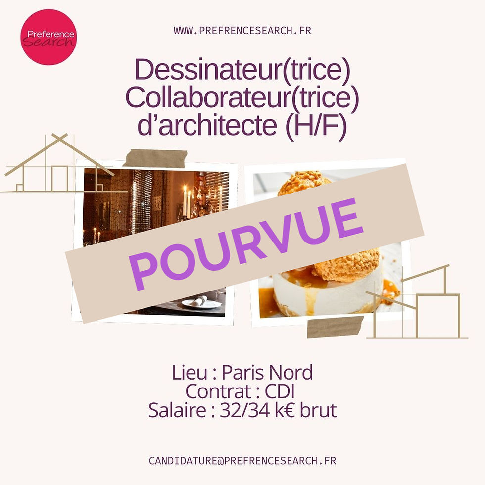 Offre d'emploi: Dessinateur(trice) Collaborateur(trice) d’architecte (H/F)