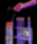 Cocktail servito con provette in stile laboratorio e luce viola, presentazione scenografica della drink list del The Race Club Roma