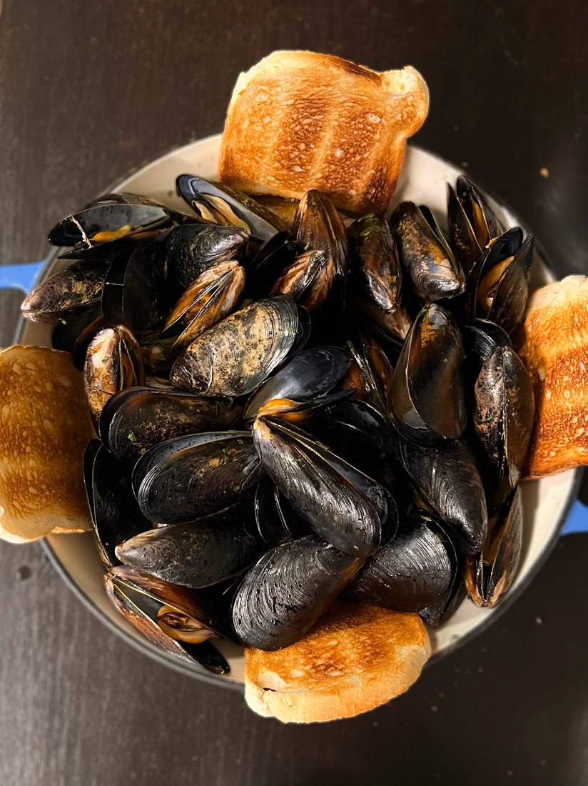 Impepata di cozze alla marinara, antipasto di pesce, album tutta vita di Olly