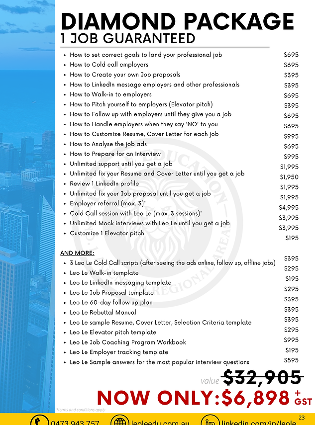 Job Coaching Program | Diamond Package Details