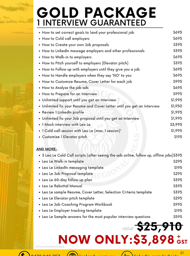 Job Coaching Program | Gold Package Details