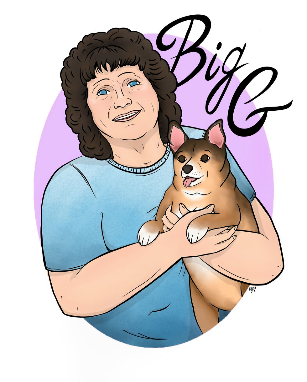 Digitized Portrait (w/ Pet)- Grandmother
