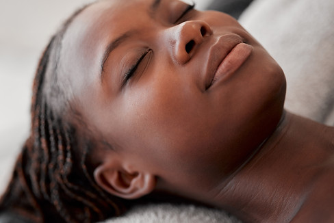 Relaxed woman face with nice skin