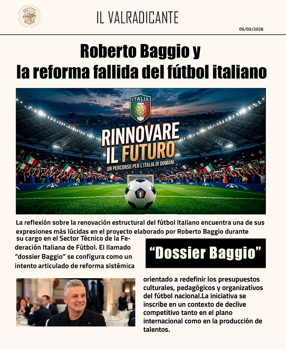 Roberto Baggio y la reforma fallida del fútbol italiano: visión, criticidades y perspectivas sistémicas