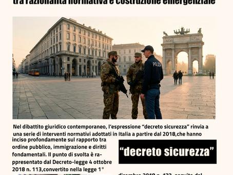 Il “decreto sicurezza” tra razionalità normativa e costruzione emergenziale