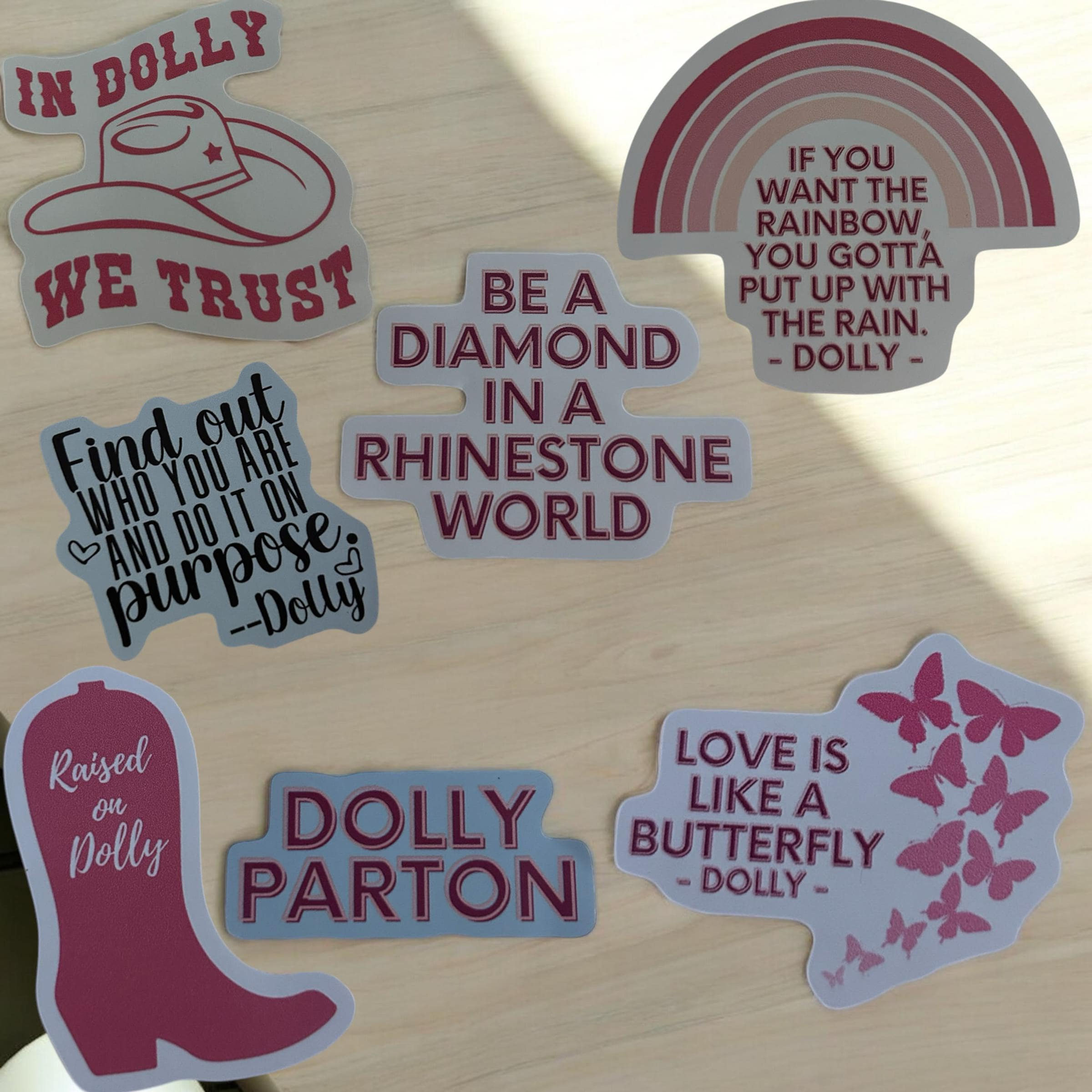 Dolly Parton Sticker Set - Be a Rhinestone - In Dolly We Trust - die cut vinyl