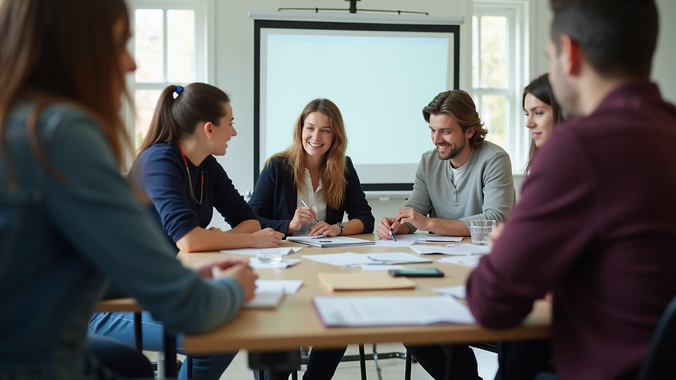Eye-level view of a group participating in mental health first aid training