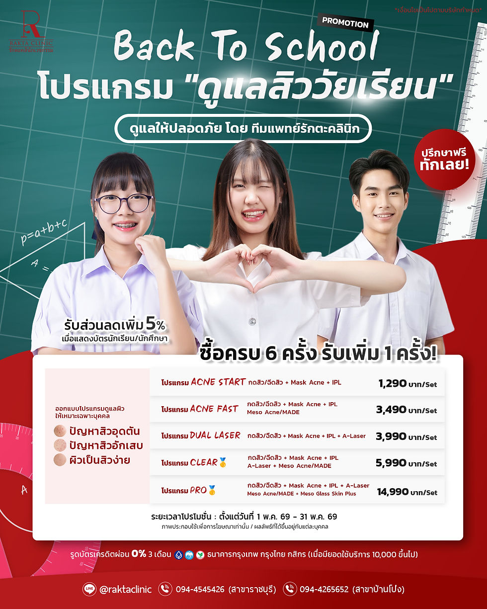 โปรโมชั่น "ดูแลสิววัยเรียน" รักตะคลินิก
