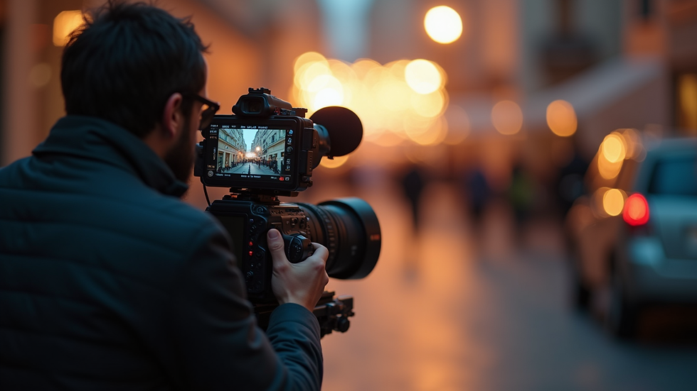 Close-up view of a cinematic camera setup capturing a brand video