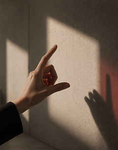 Hand pointing on Loop Studio wall
