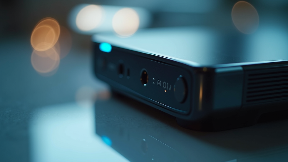 Close-up view of a high-tech gadget with reflective surfaces