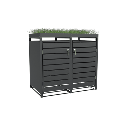 Outdoor Double Wheelie Bin Storage with Planter Charcoal tekBoard