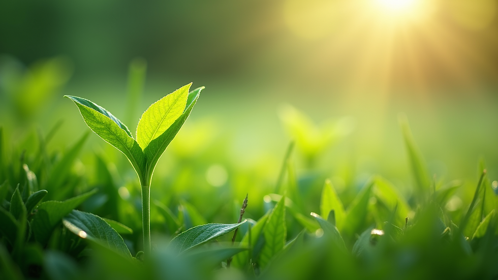 Close-up view of a lush green landscape promoting well-being