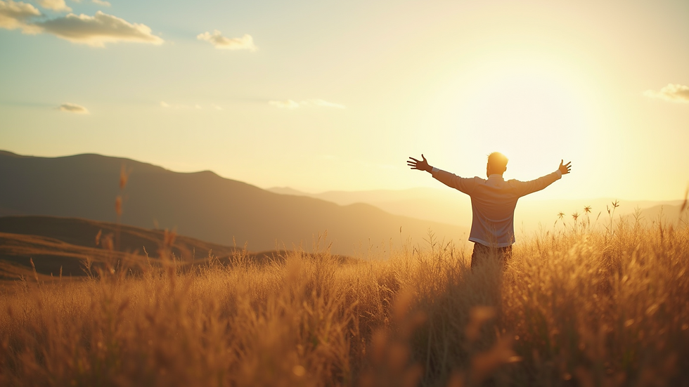 Eye-level view of a serene landscape, symbolizing freedom and authenticity