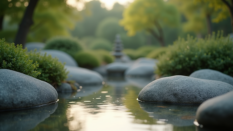 Close-up view of a calming zen garden