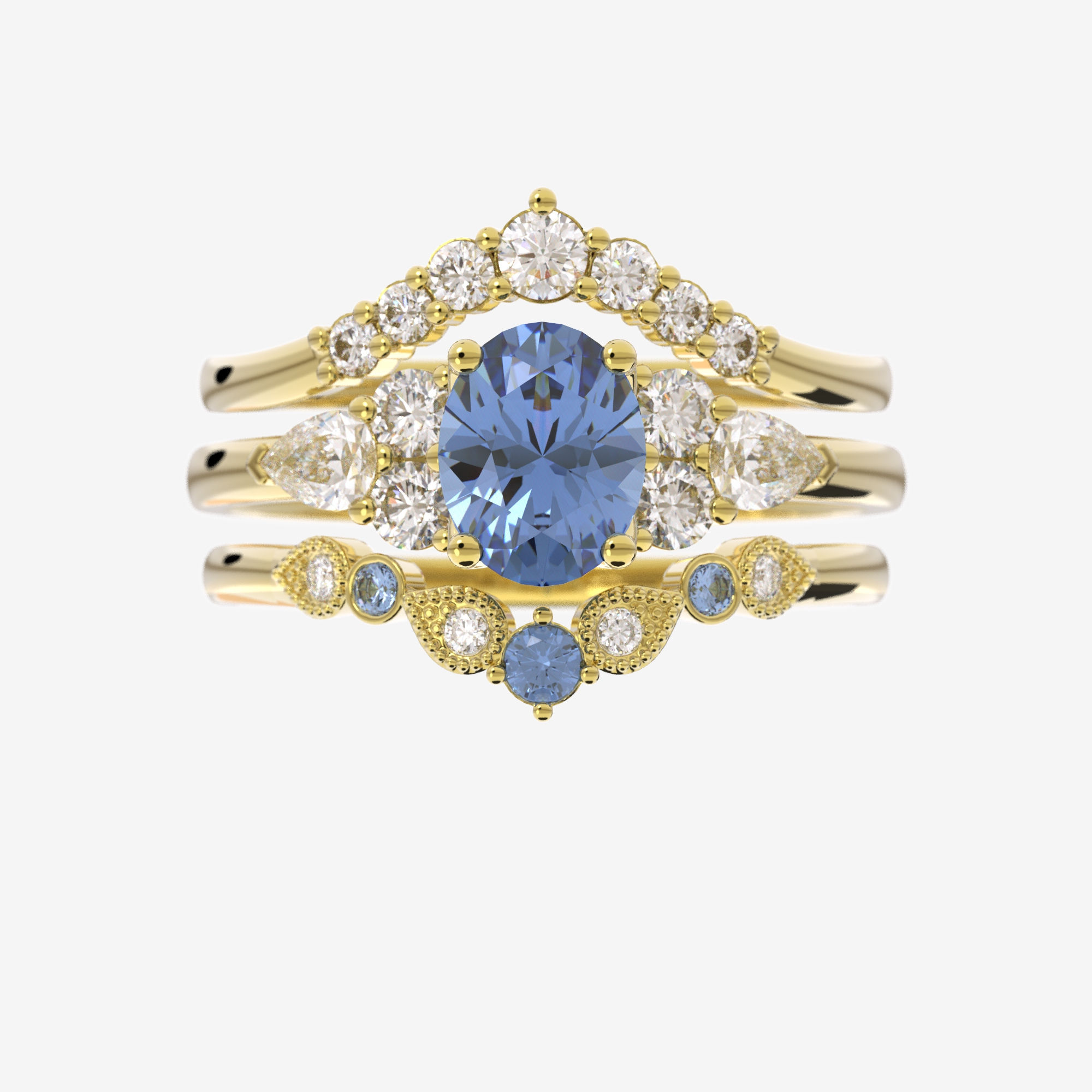 Composition bagues Vanina saphir, or 18k