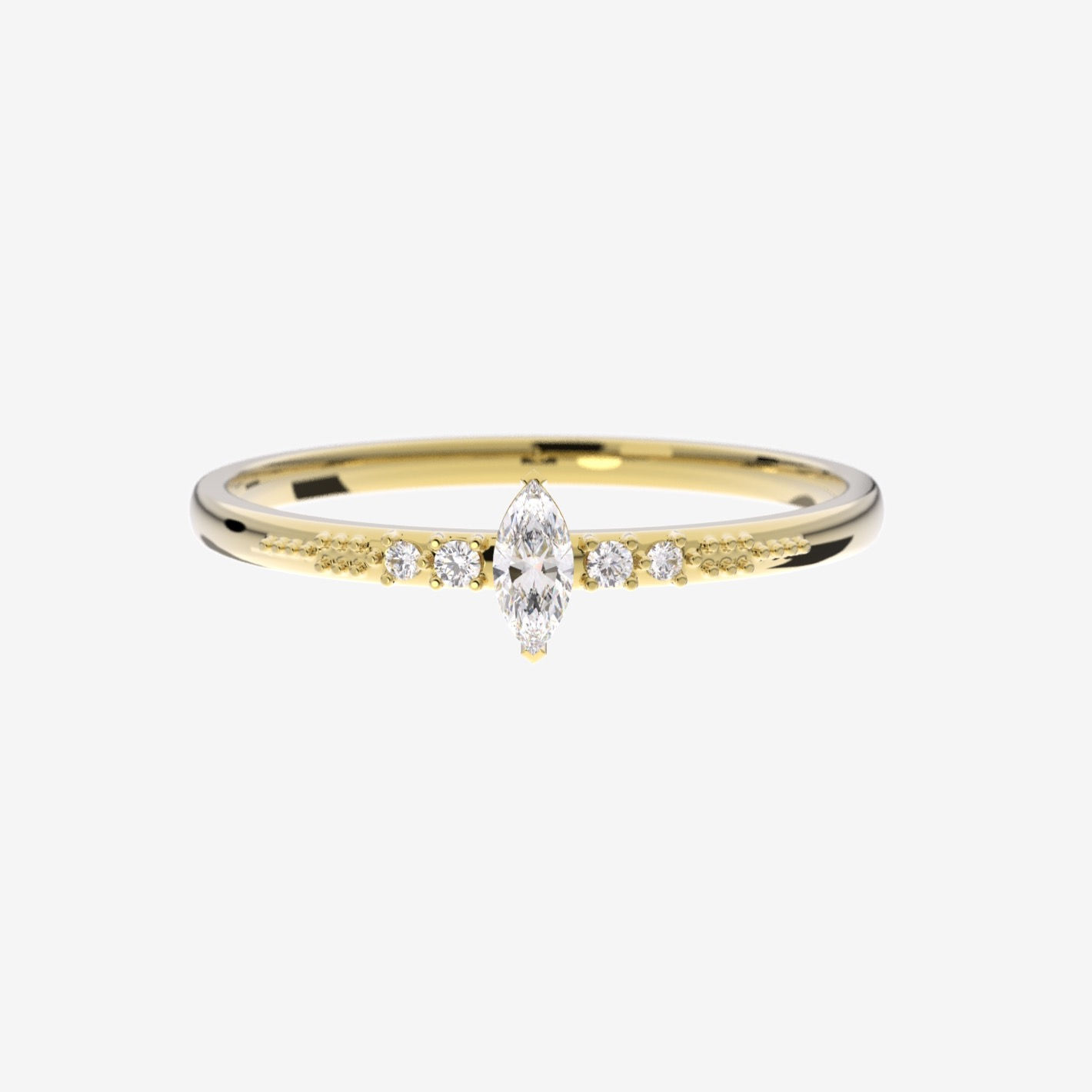 Bague fine Marquise, or 18k
