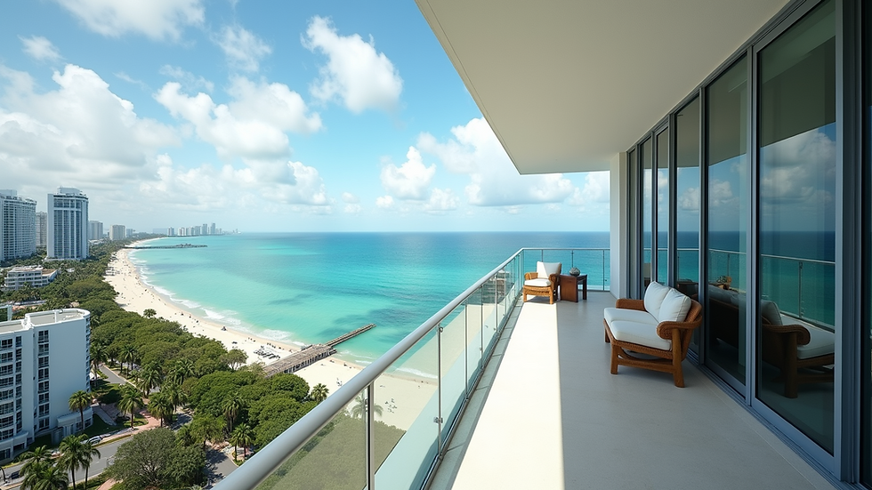 Eye-level view of a modern Miami condo with a beautiful ocean view
