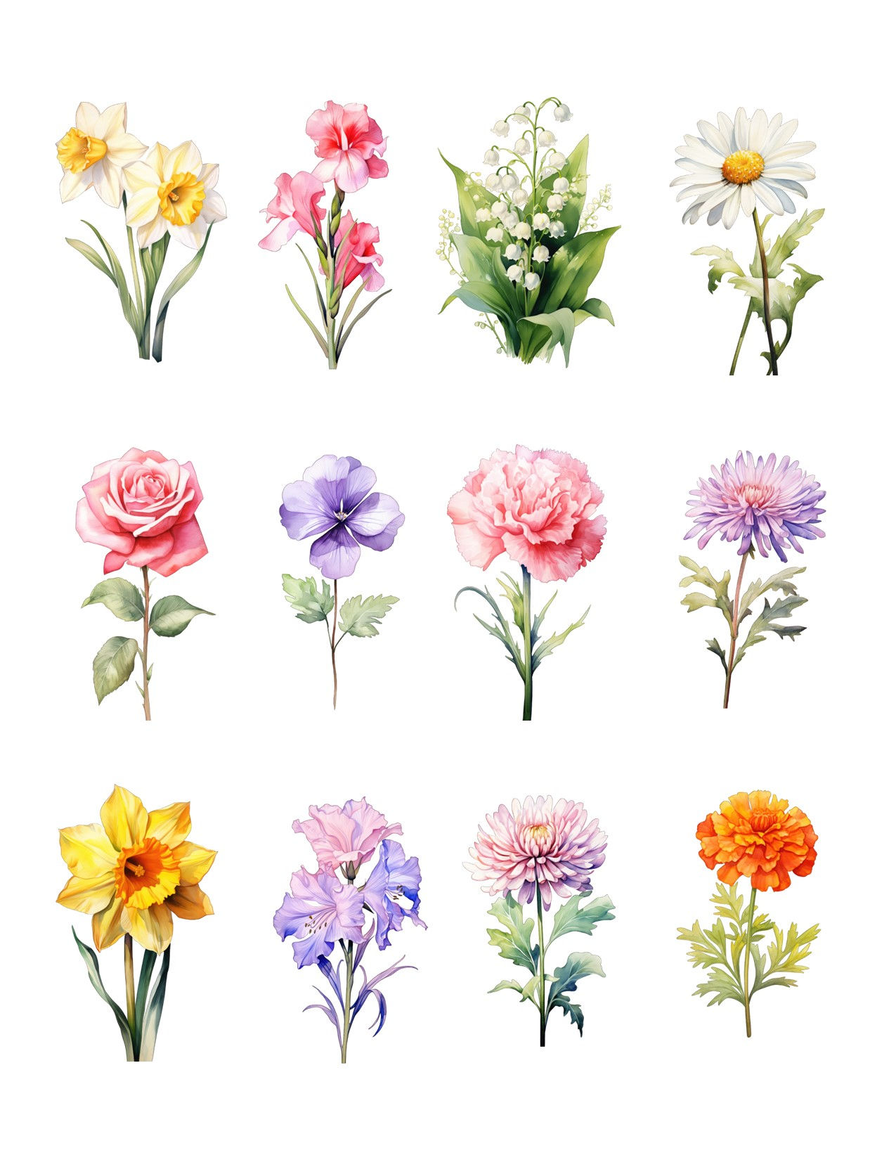 Edible Wafer Cutouts - Spring Flowers