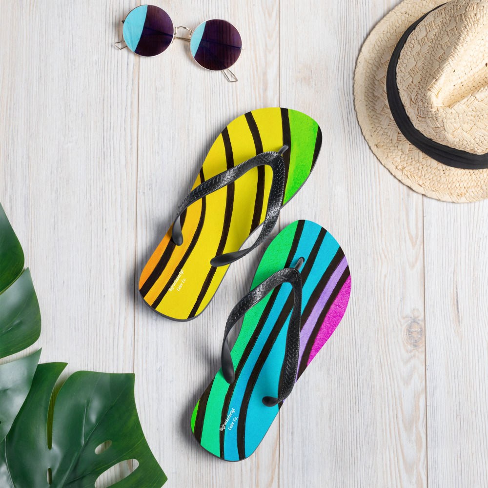 Rainbow Watercolor Art Flip-Flops