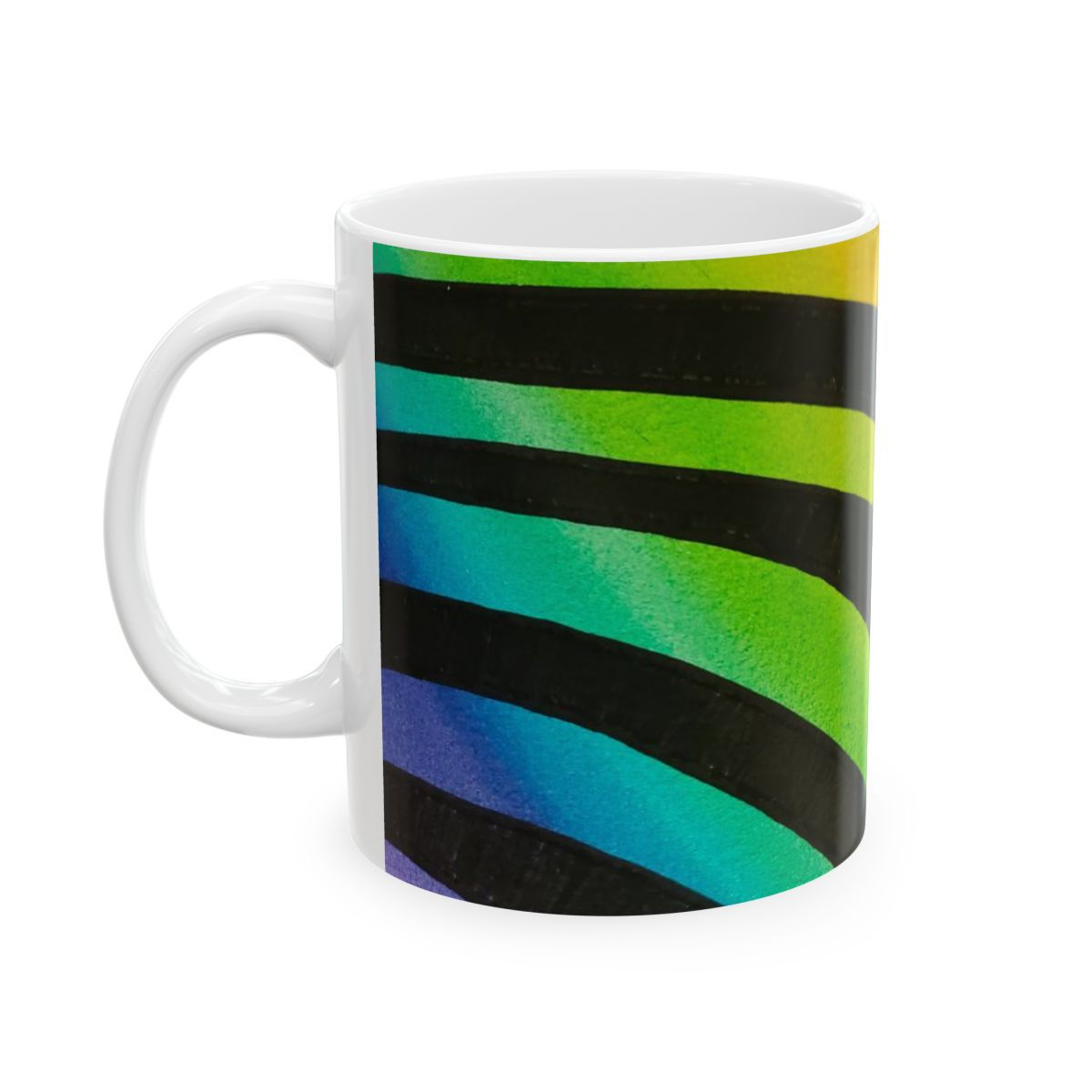Rainbow Striped Ceramic Mug, (11oz, 15oz)