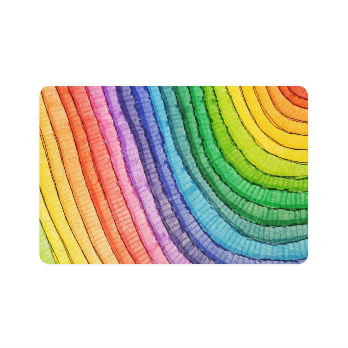 Chunky Rainbow Line Art Pet Food Mat (12x18)