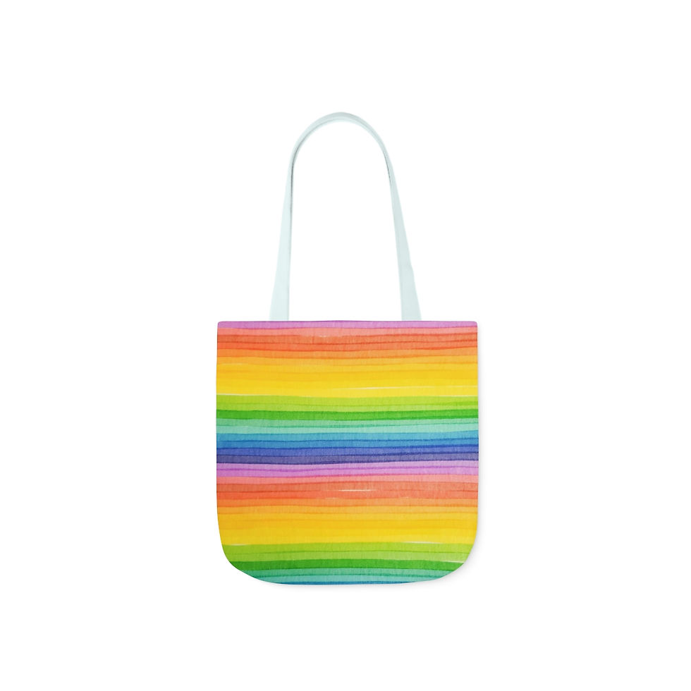 Thumbnail: Rainbow Line Art Polyester Canvas Tote Bag 