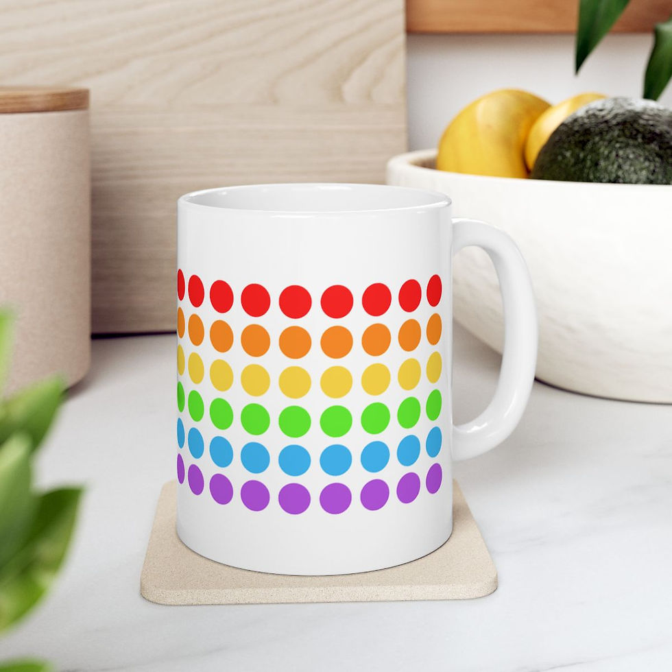 Thumbnail: Rainbow Dotted Ceramic Mug, (11oz, 15oz)