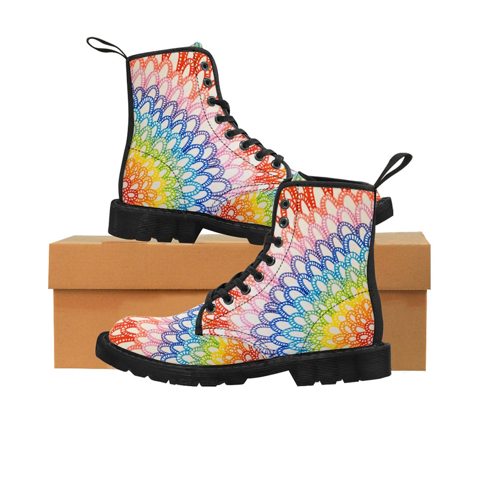 Rainbow Scales Men's Canvas Boots