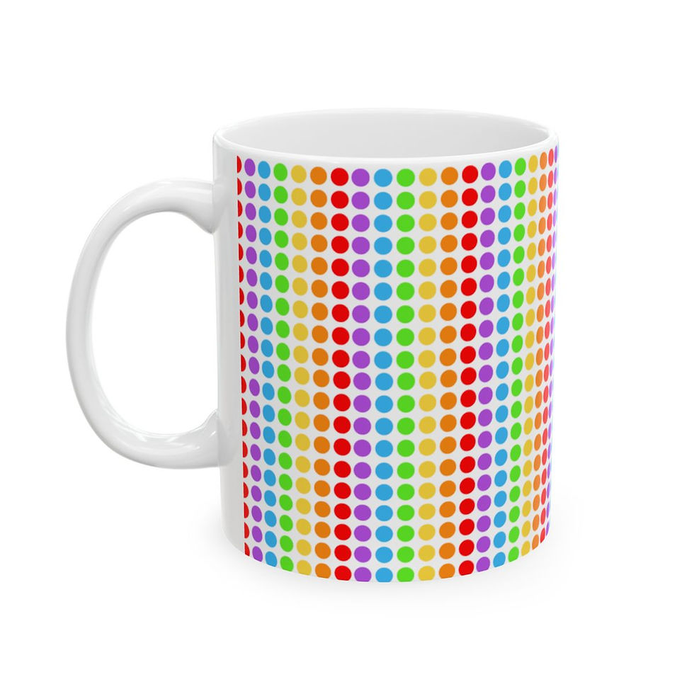 Thumbnail: Rainbow Dotted Ceramic Mug, (11oz, 15oz)