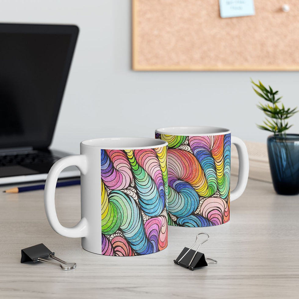 Thumbnail: Rainbow Warp Ceramic Mug, (11oz, 15oz)