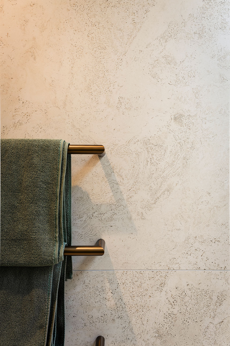 Main Bathroom - Tiles by Tile Shed - Navona Bone Cross Matt 1200 x 1200 mm (close up).