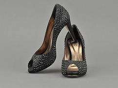 Black Peep-Toe Heels