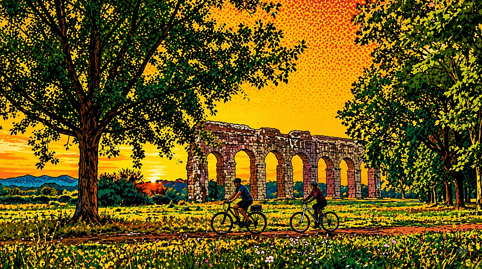 biciclette sotto le colonne romane
